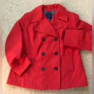 Persimmon colored pea coat